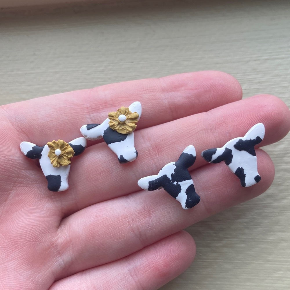 Clay Cow Stud Earrings
